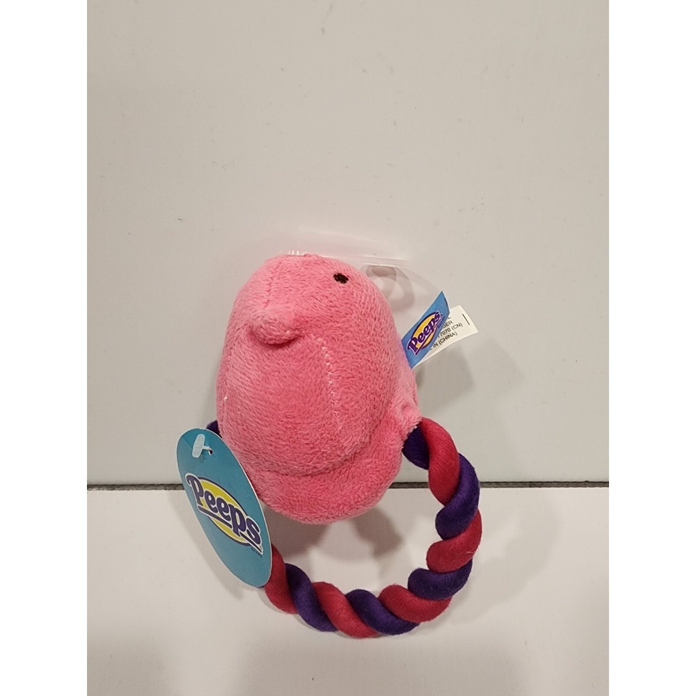PEEPS Pink  Chick  Squeaky ‎ Chew Rope Tug Pull dog  Toy Plush Easter  NEW